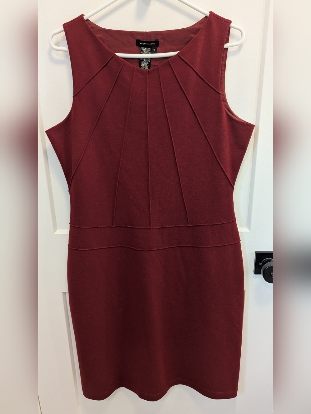 BCBG Max Azria Burgundy Bodycon Dress | Cocktail, Wedding Guest - Picture 2 of 6